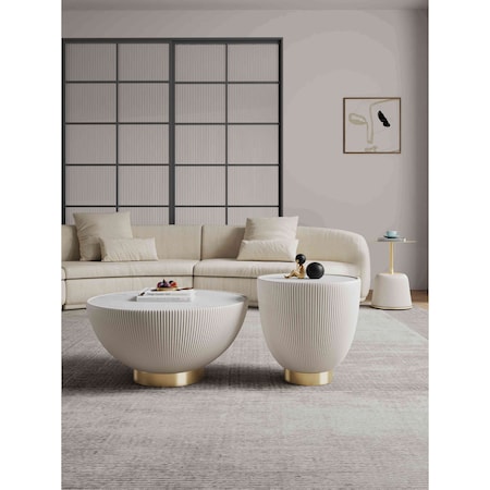 Manhattan Comfort Anderson Coffee Table, End Table 1.0, and End Table 2.0 in Cream - Set of 3 3-AT01-CR